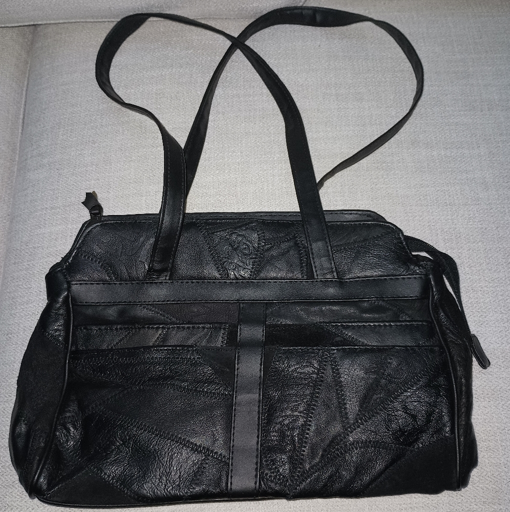 Patchwork‎ Black Genuine Leather Handbag